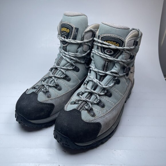 Asolo Gore Tex Voyager XCR Blue Tan Hiking Outdoors Trail Boots Womens Size 8.5 - Picture 2 of 16